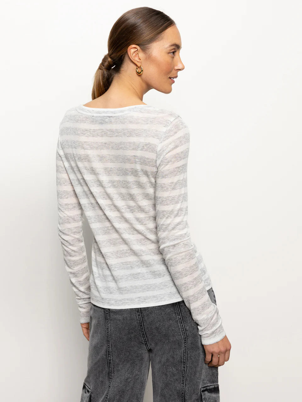 Femme Crew Stripe Tee Dewey Grey / Chalk Stripe