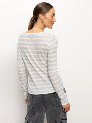 Femme Crew Stripe Tee Dewey Grey / Chalk Stripe