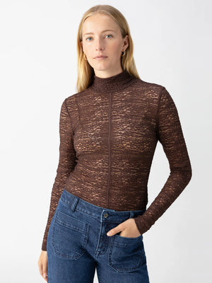 Long Sleeve Textured Mockneck Top