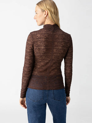 Long Sleeve Textured Mockneck Top