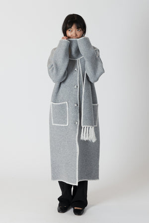 Delaney Long Coat w/ Scarf Whip Stitch