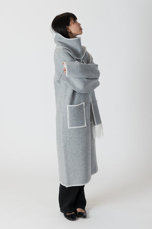 Delaney Long Coat w/ Scarf Whip Stitch