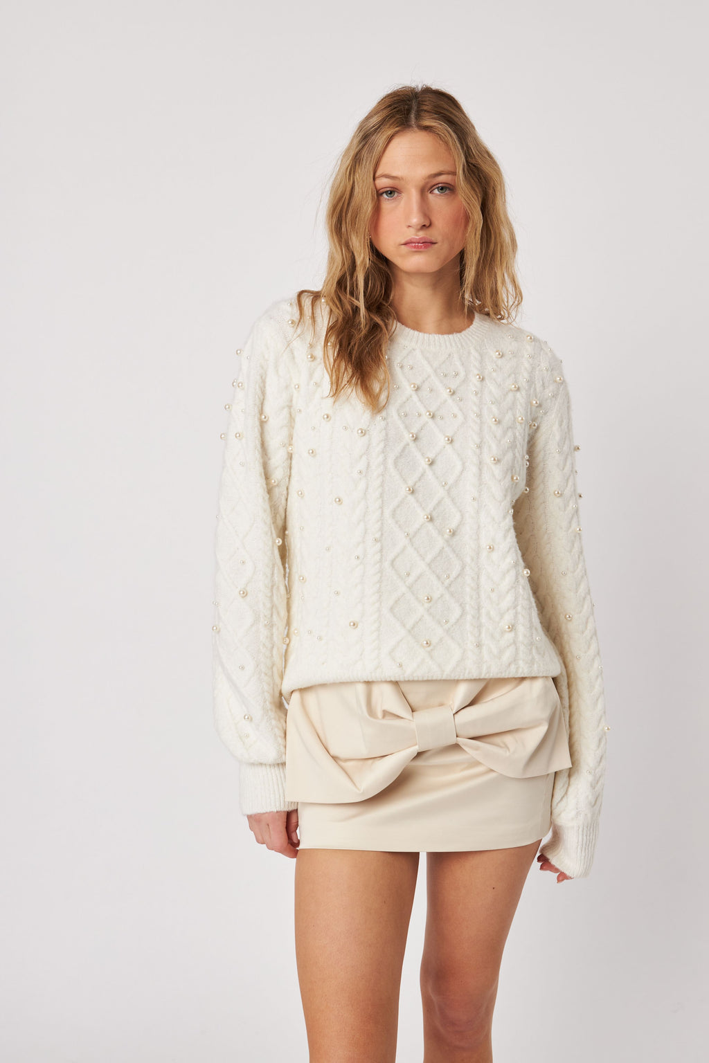 Lux Pearl Cableknit Sweater