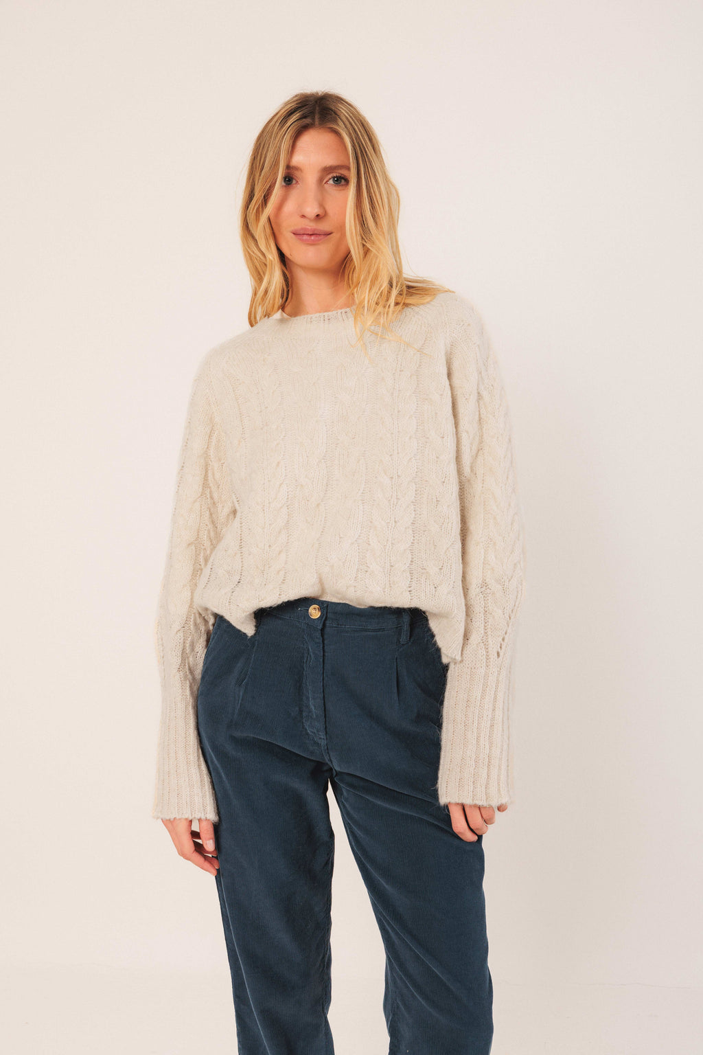 Cable-Knit Short Sweater