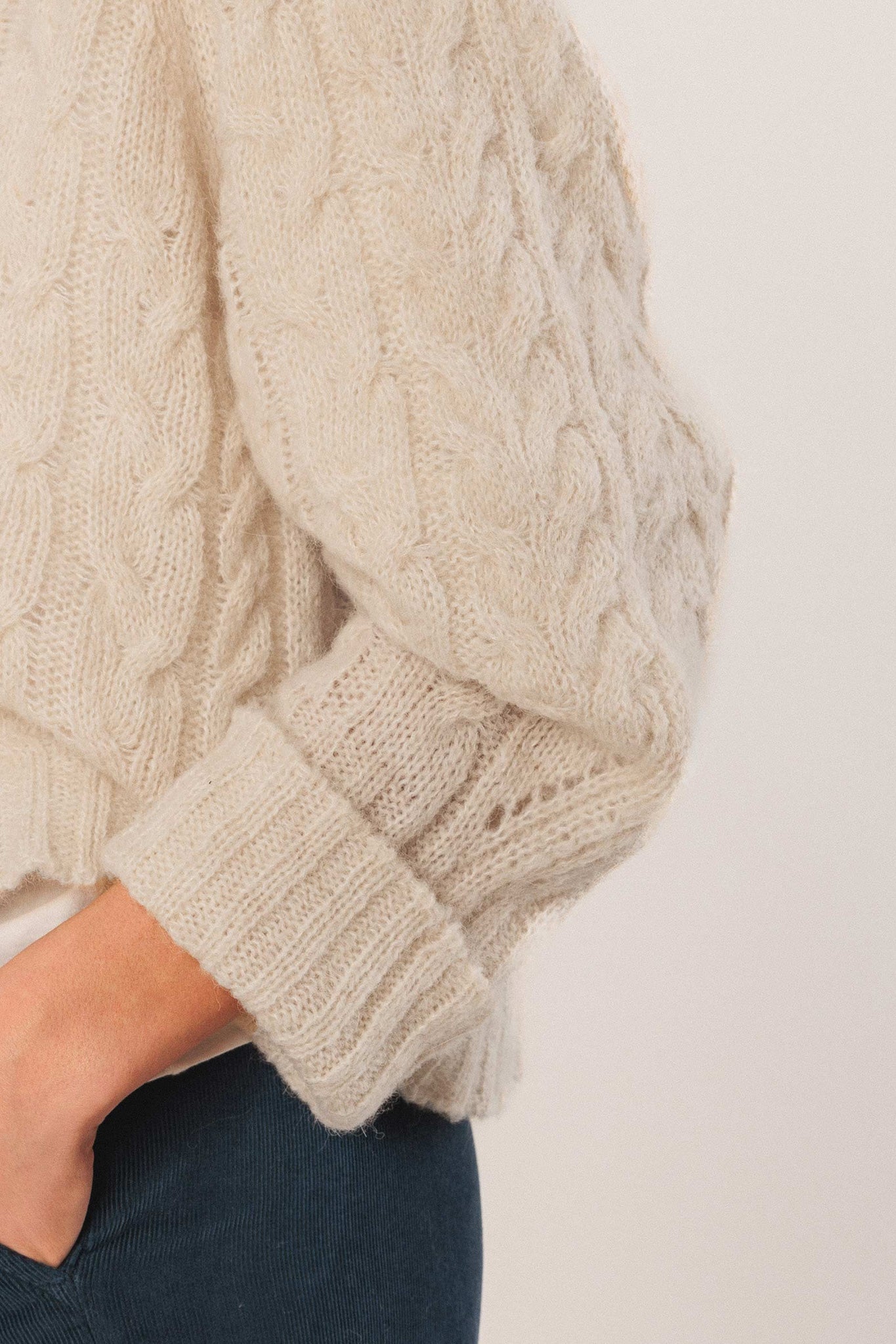 Cable-Knit Short Sweater