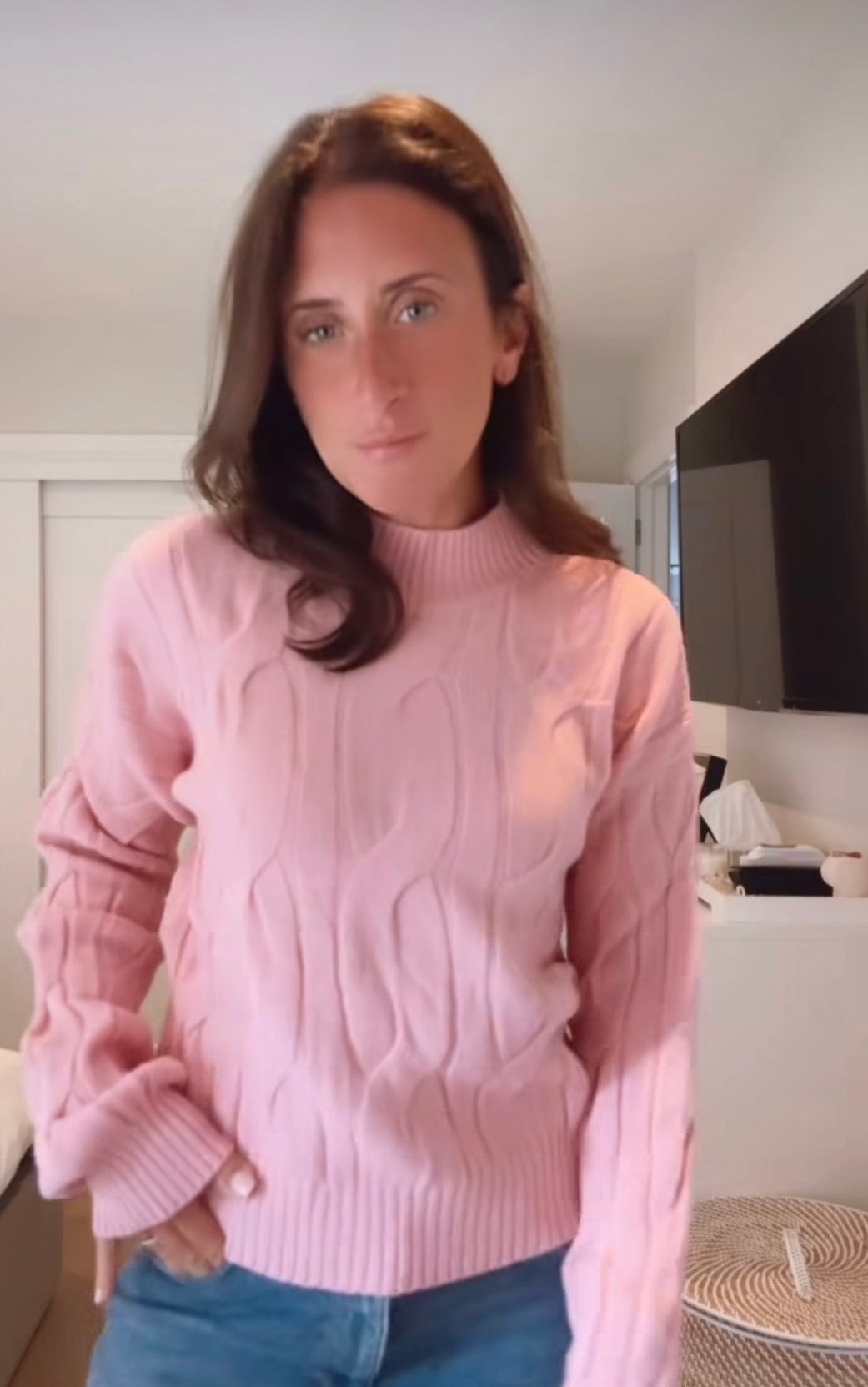 Braided Knit Turtleneck Sweater