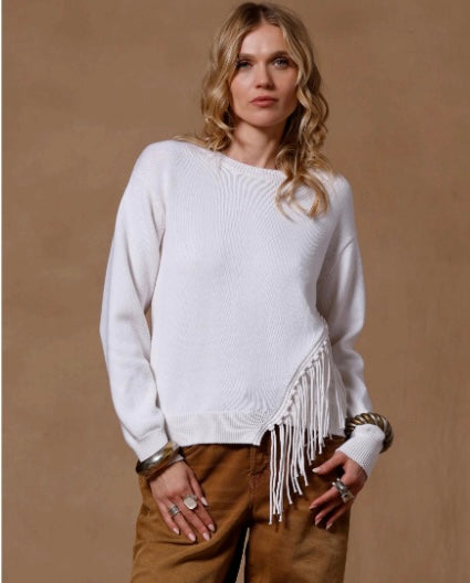 Fringe Trim Crew Neck