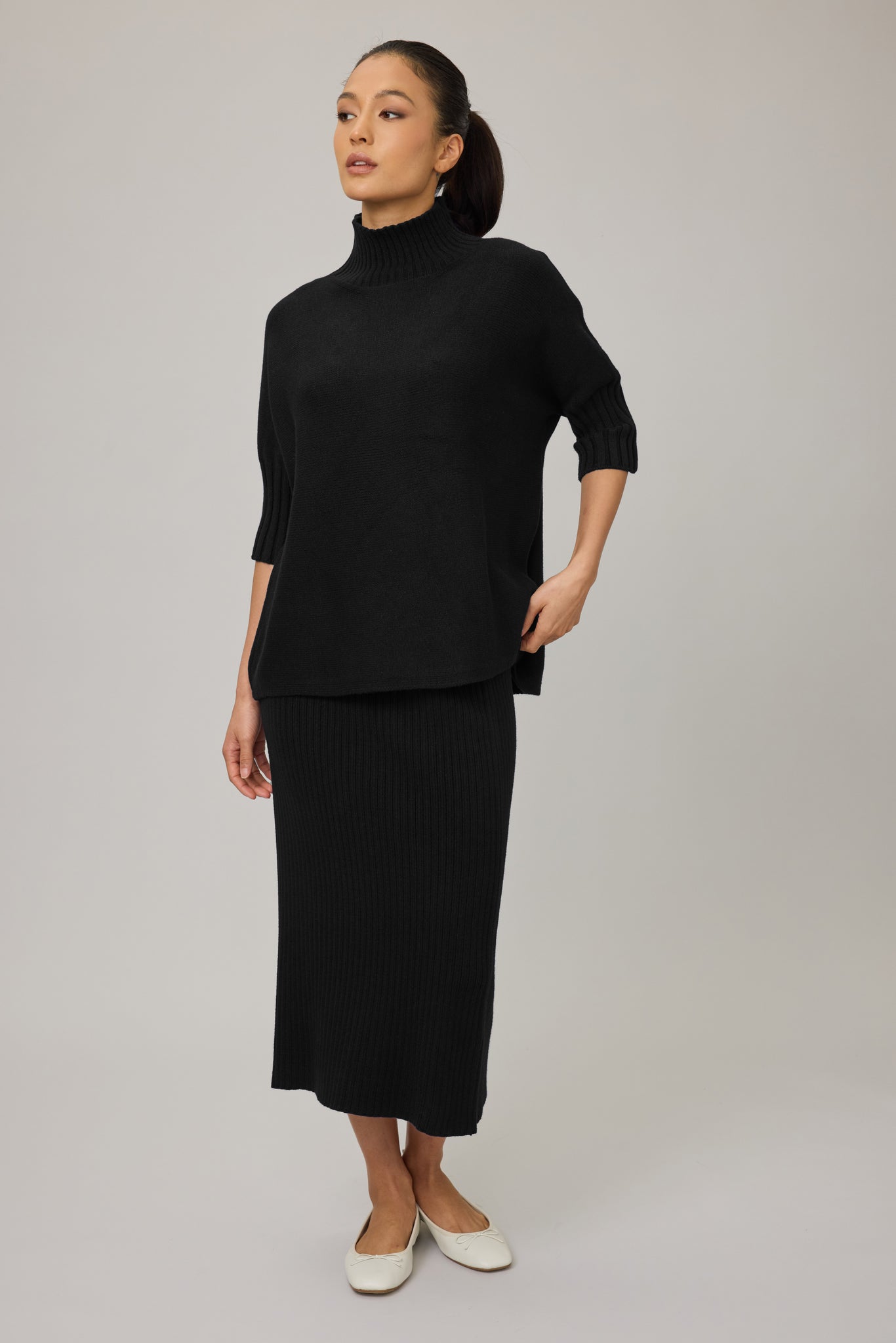 Rib Funnel Neck Sweater