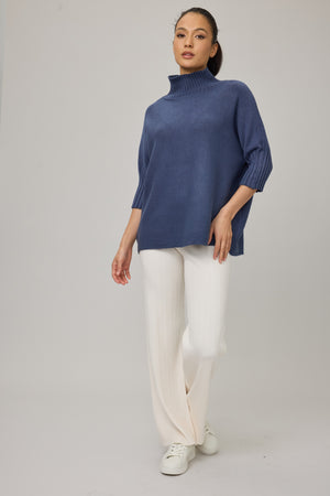 Rib Funnel Neck Sweater
