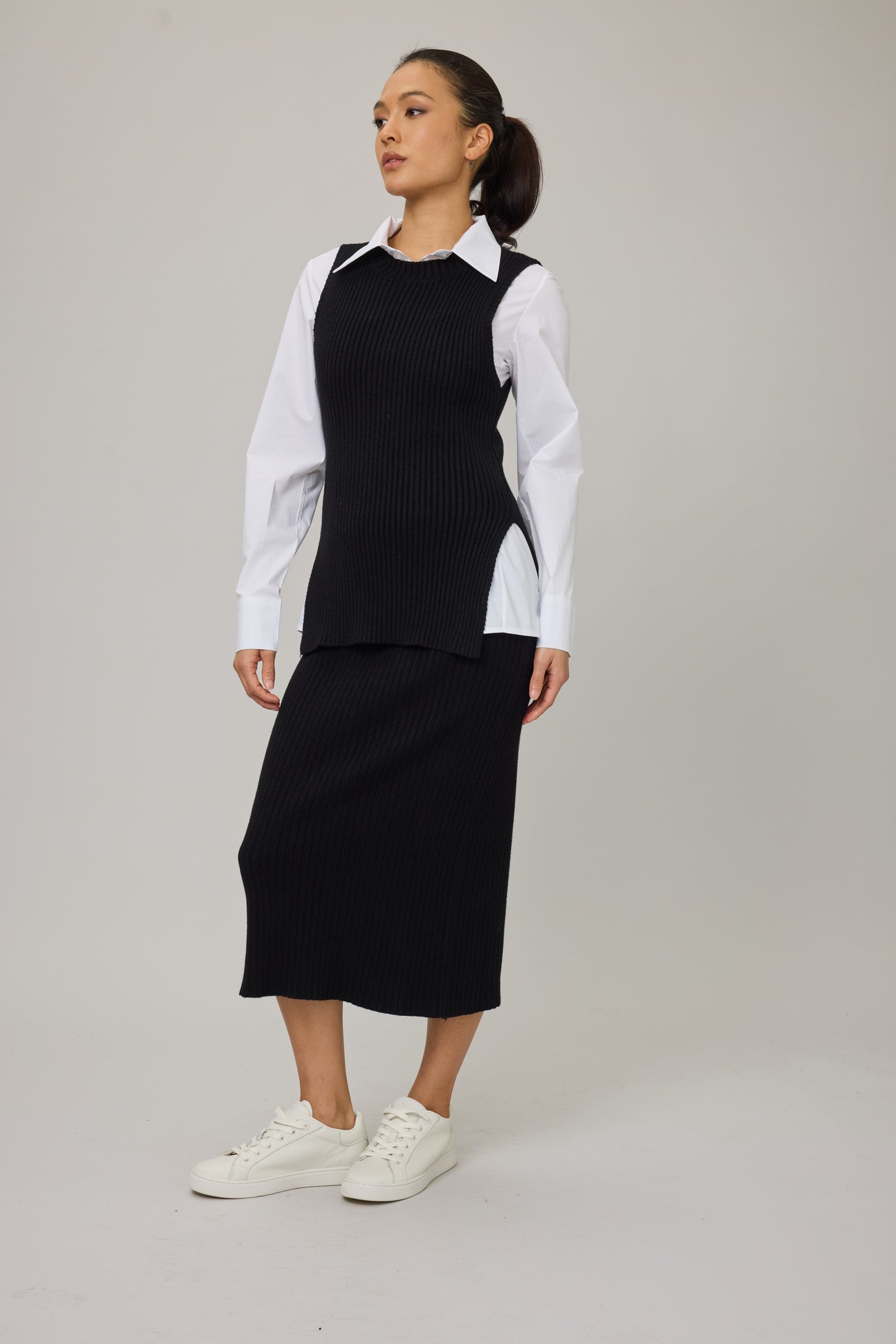 Comfort Fit Ribbed Knit Pencil Skirt