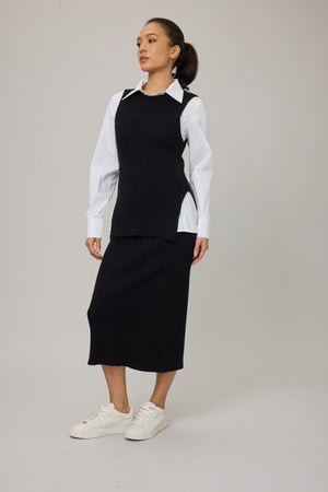 Comfort Fit Ribbed Knit Pencil Skirt