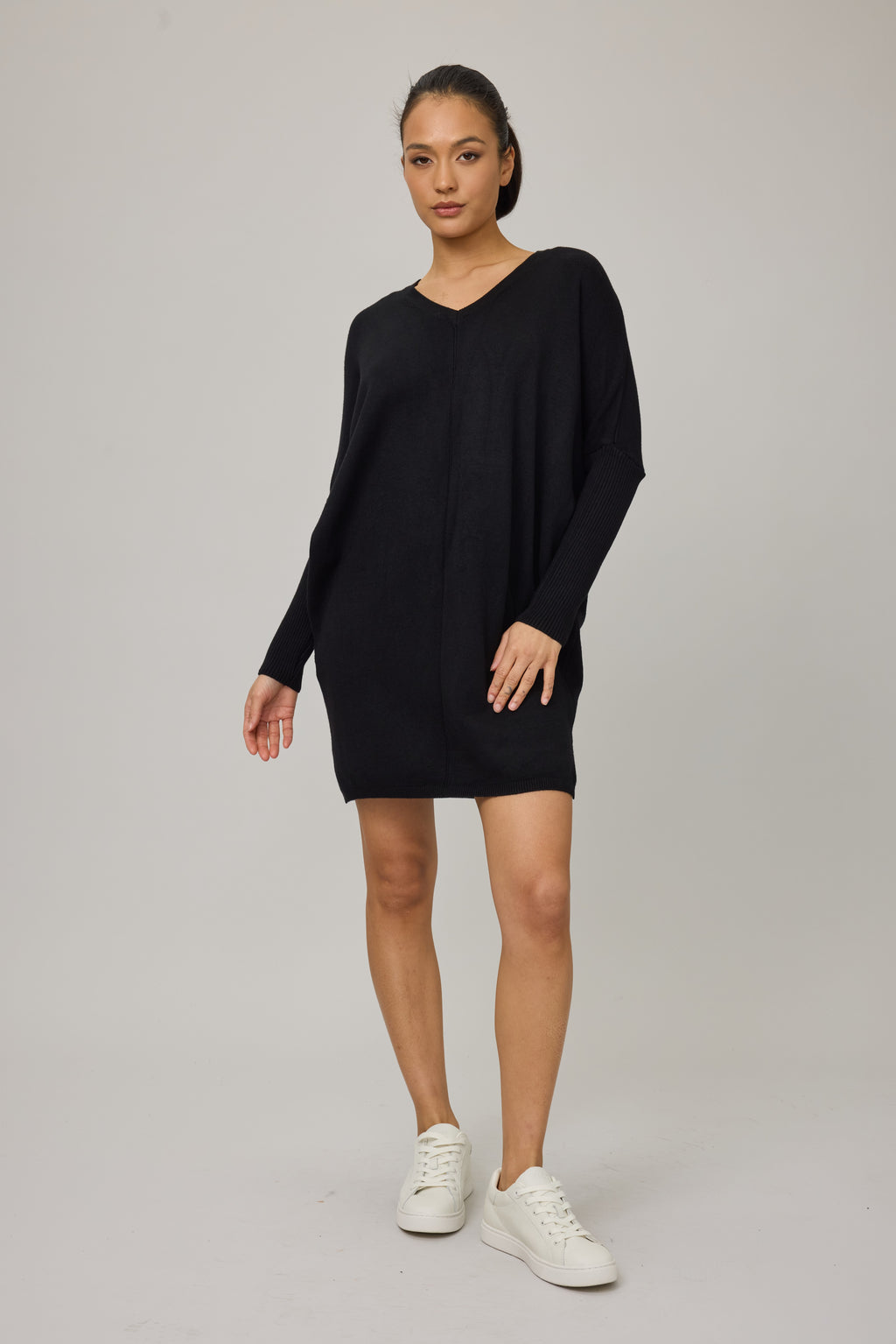 Knit Dress w/ Rib Sleeve
