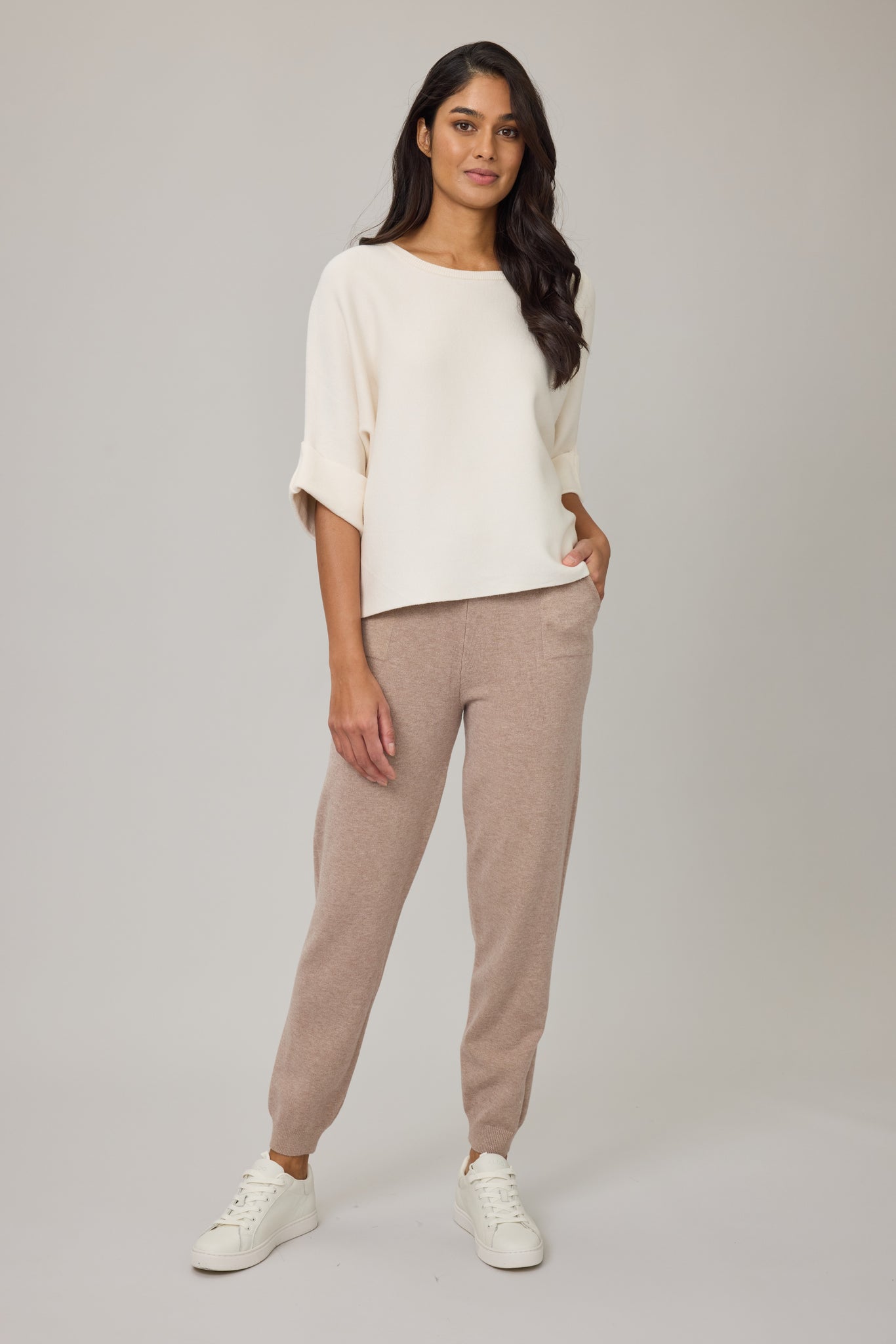 Knit Sweater w/ Folded Sleeve