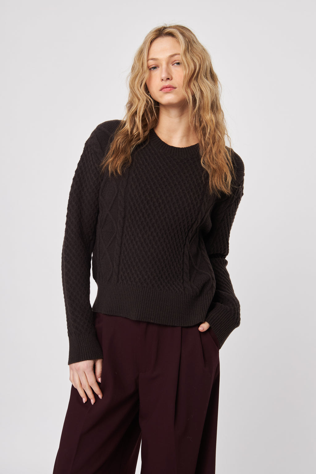 Julien Brown Cable Knit