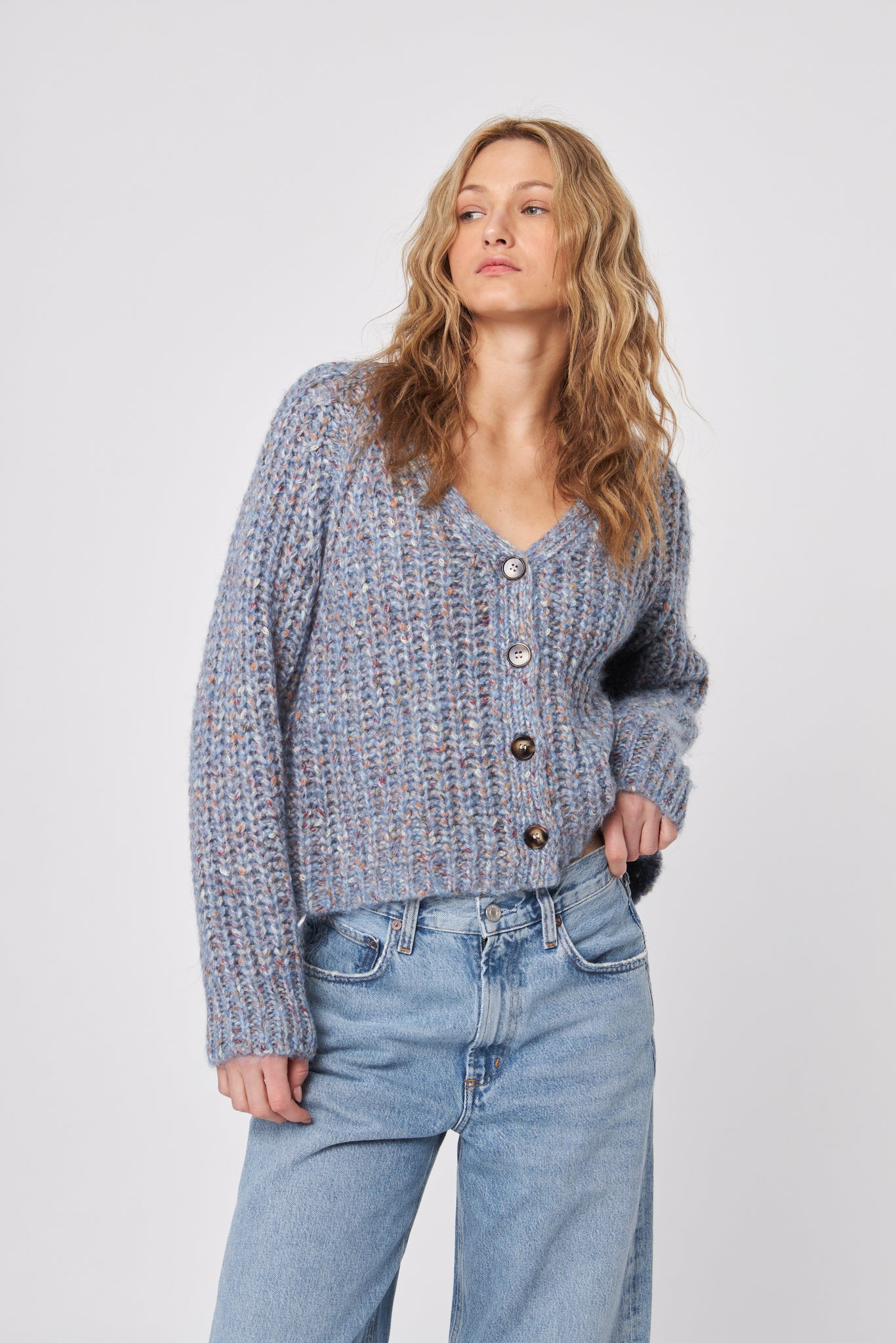Hawkins Chunky Mixed Yarn Knit Cardigan