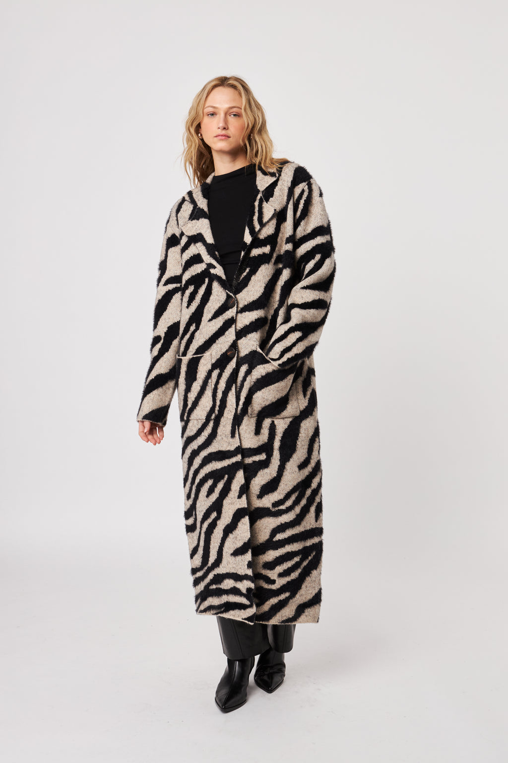 Rashad Zebra Knit Coat