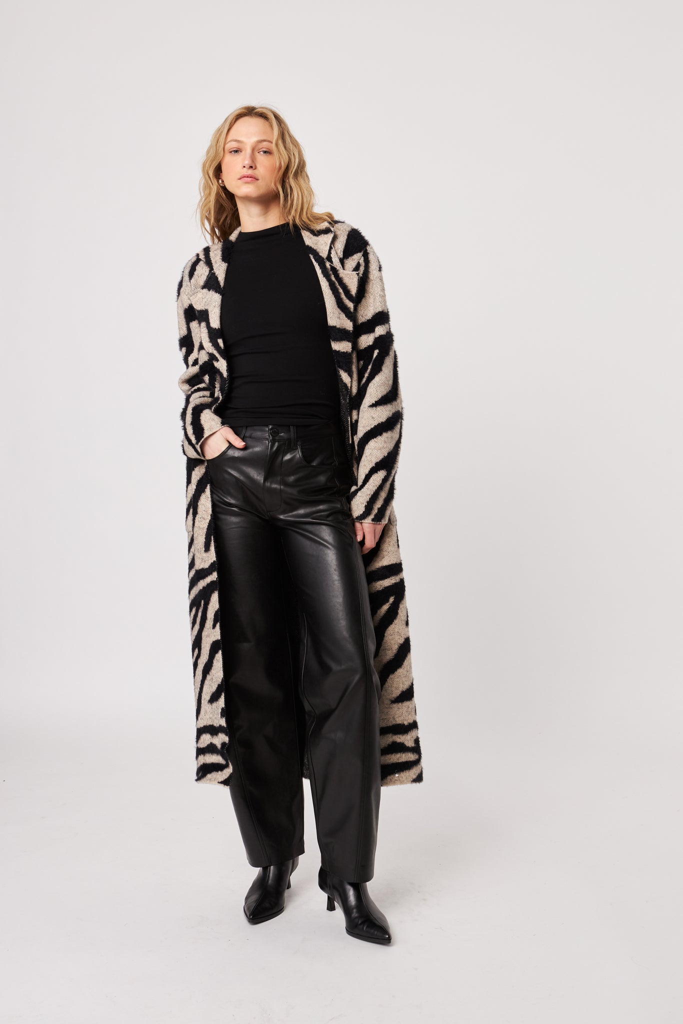Rashad Zebra Knit Coat