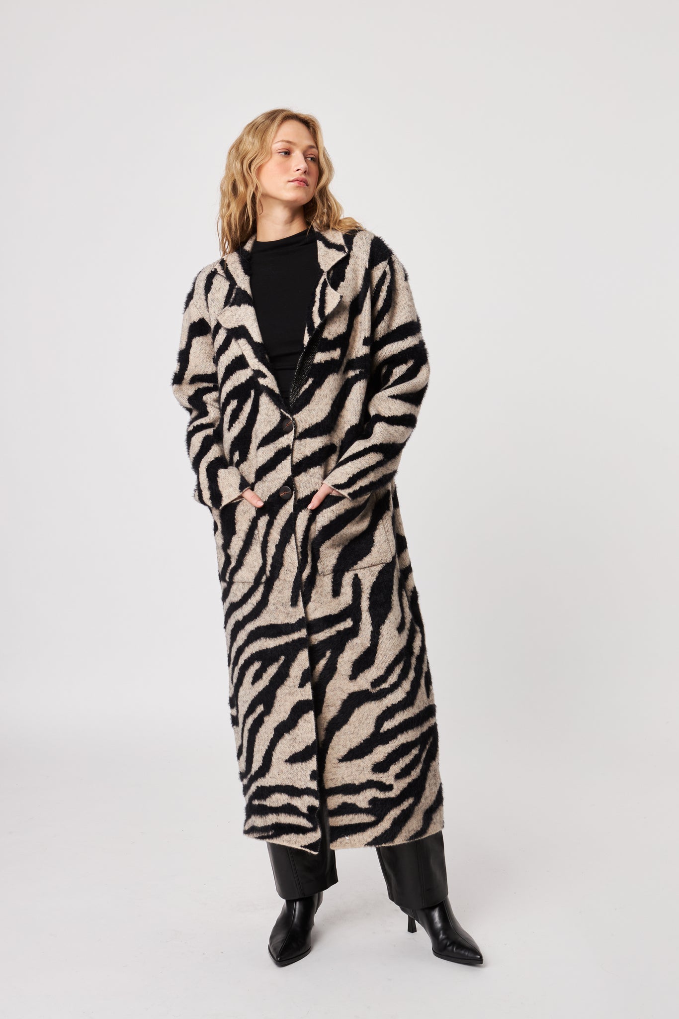 Rashad Zebra Knit Coat