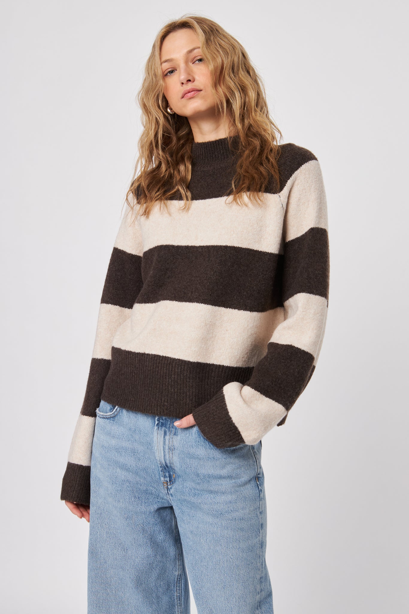 Edison Mock Neck Striped Knit