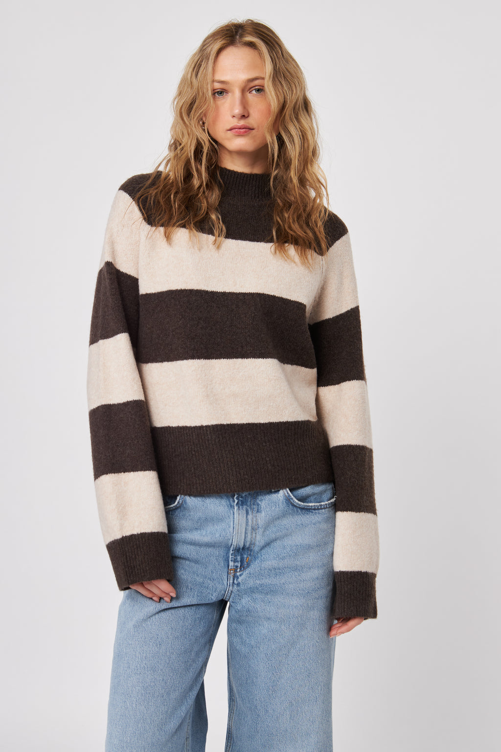 Edison Mock Neck Striped Knit