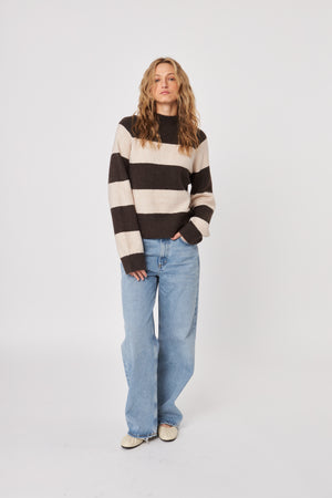 Edison Mock Neck Striped Knit