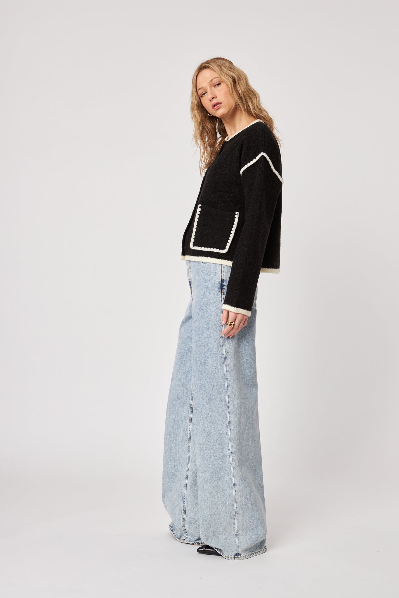 Rene Top Stitch Short Knit Jacket