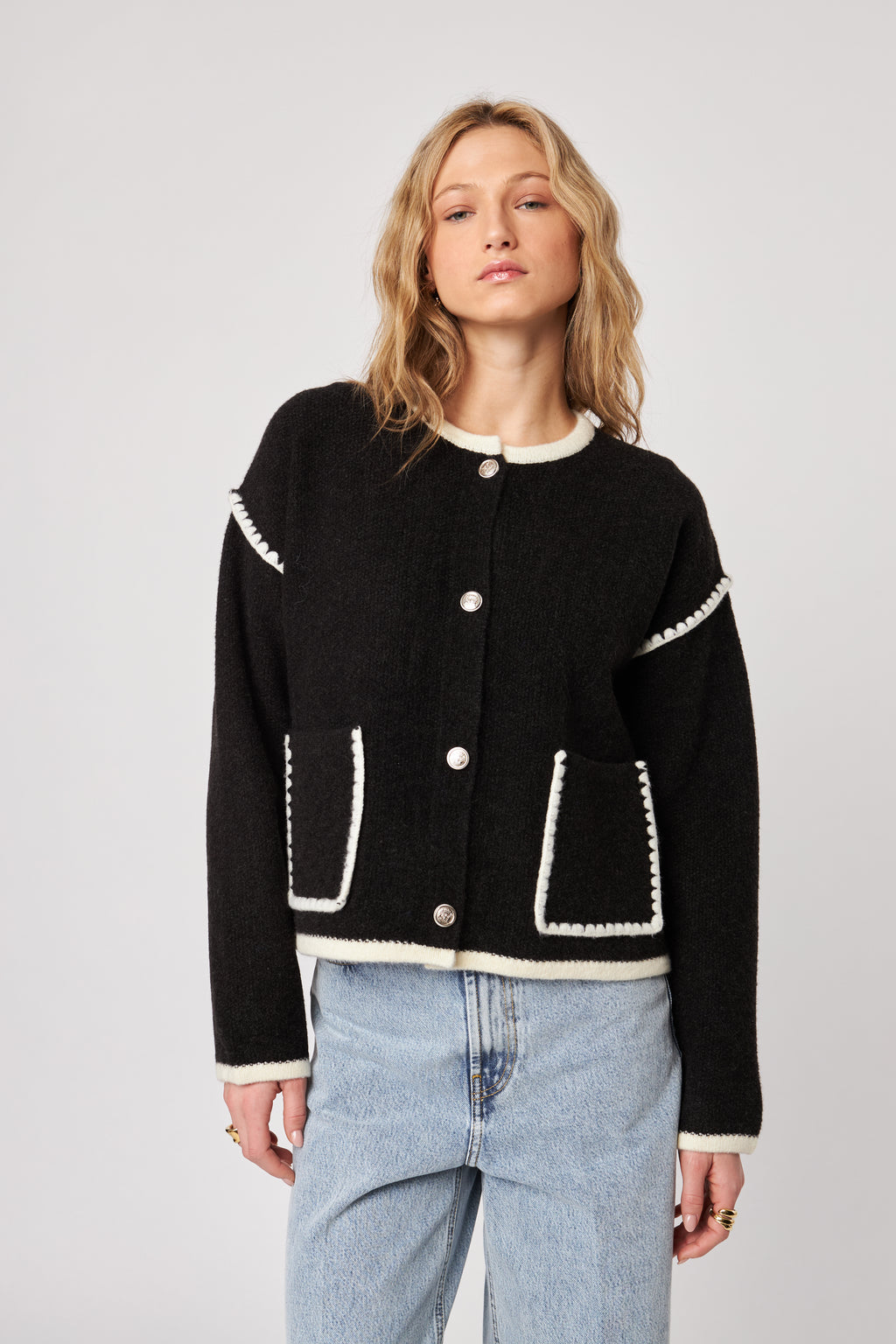 Rene Top Stitch Short Knit Jacket