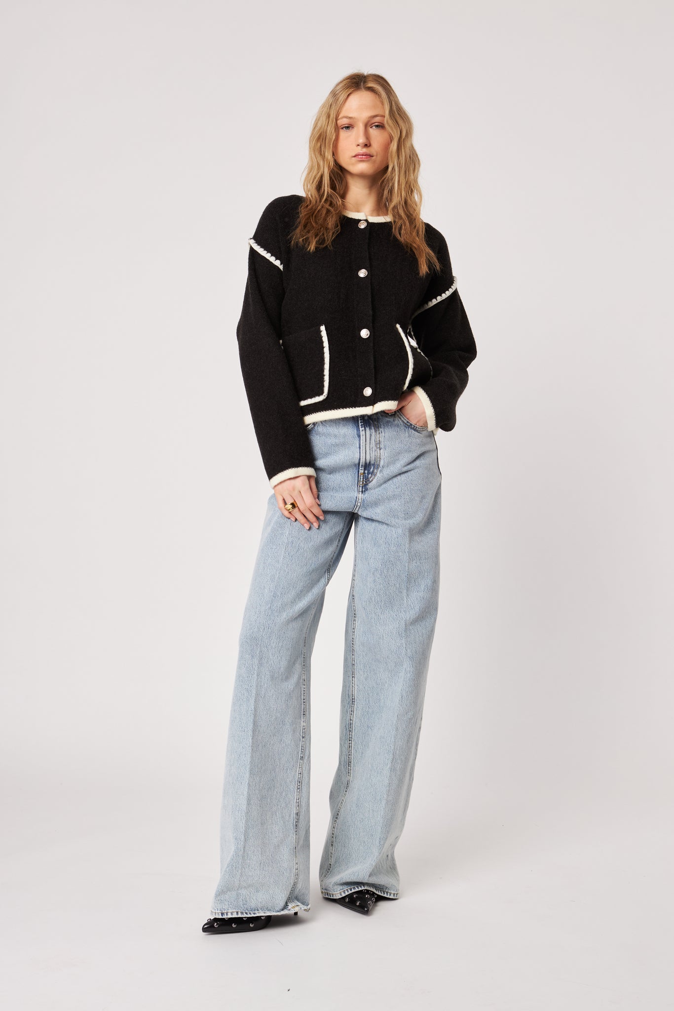 Rene Top Stitch Short Knit Jacket