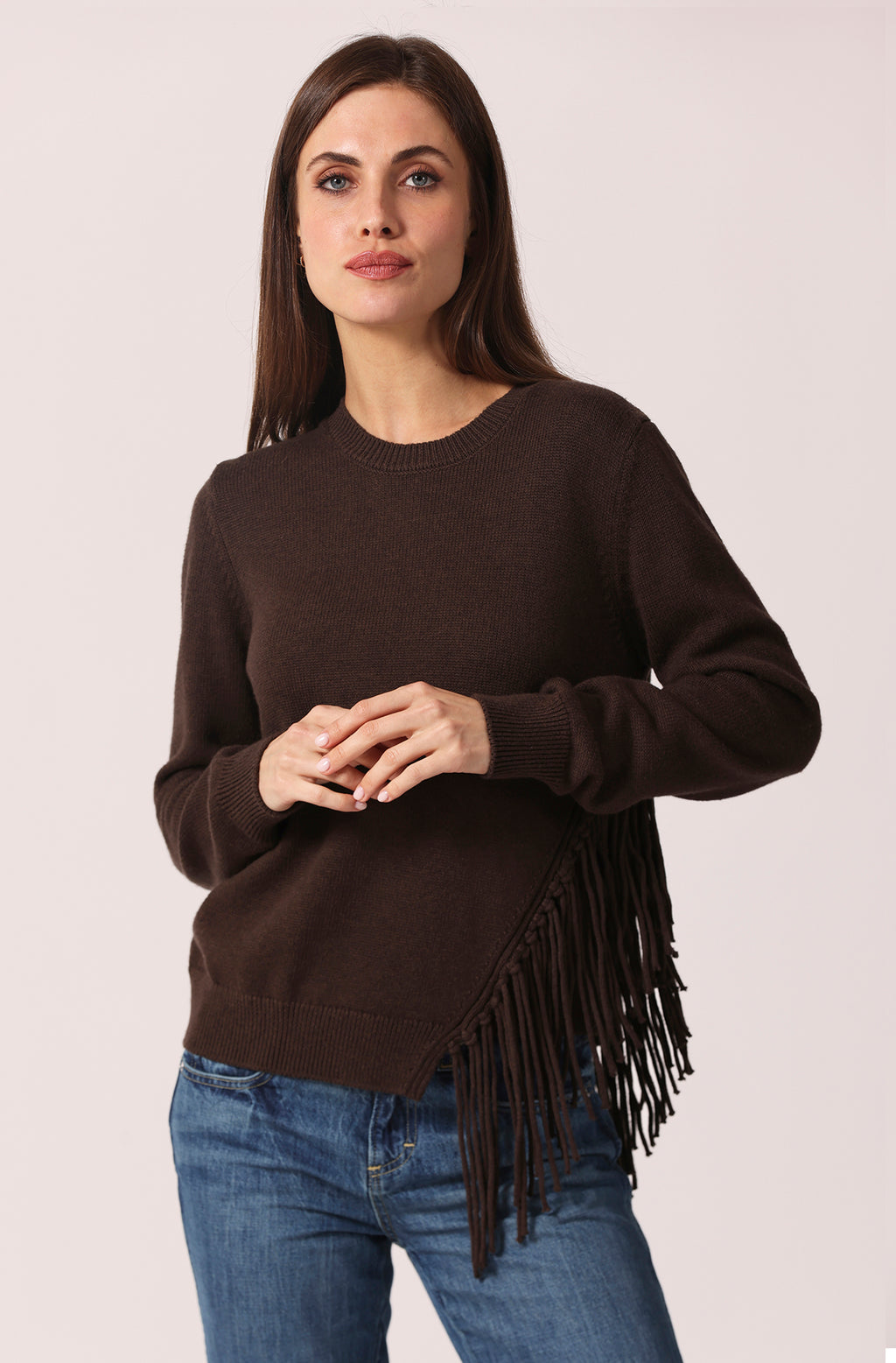 Fringe Trim Crew Neck