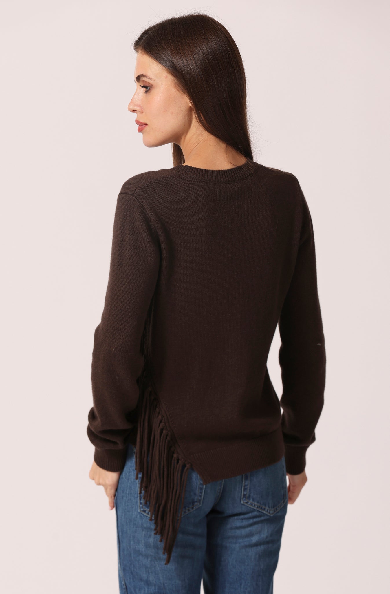 Fringe Trim Crew Neck