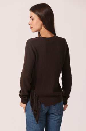 Fringe Trim Crew Neck