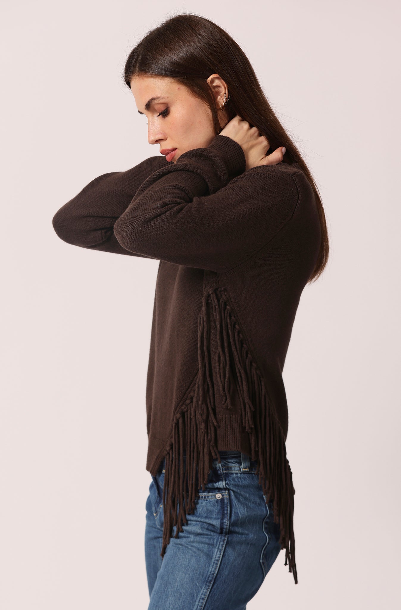 Fringe Trim Crew Neck