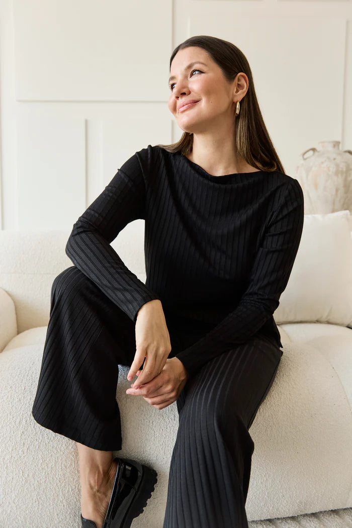 Luxe Rib Boat Neck Top