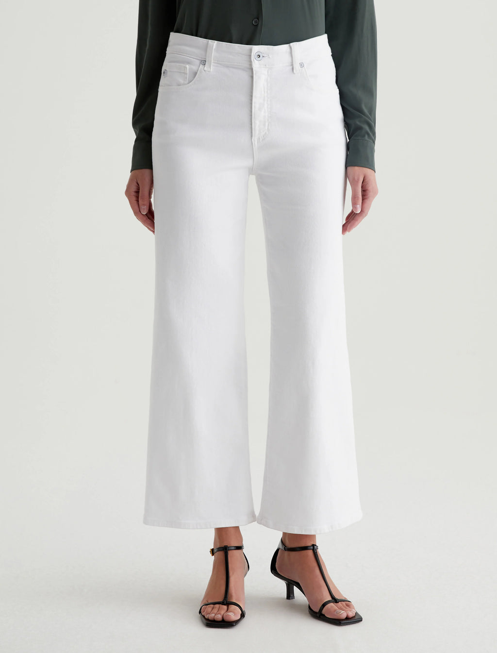Saige Wide Leg Crop in Optic White