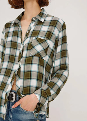 Hunter Olive Stone Blue Plaid Shirt