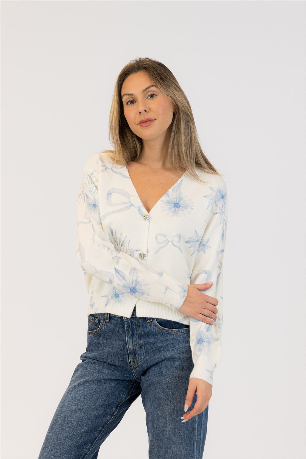 Kailie Bow Screen Print Cardigan