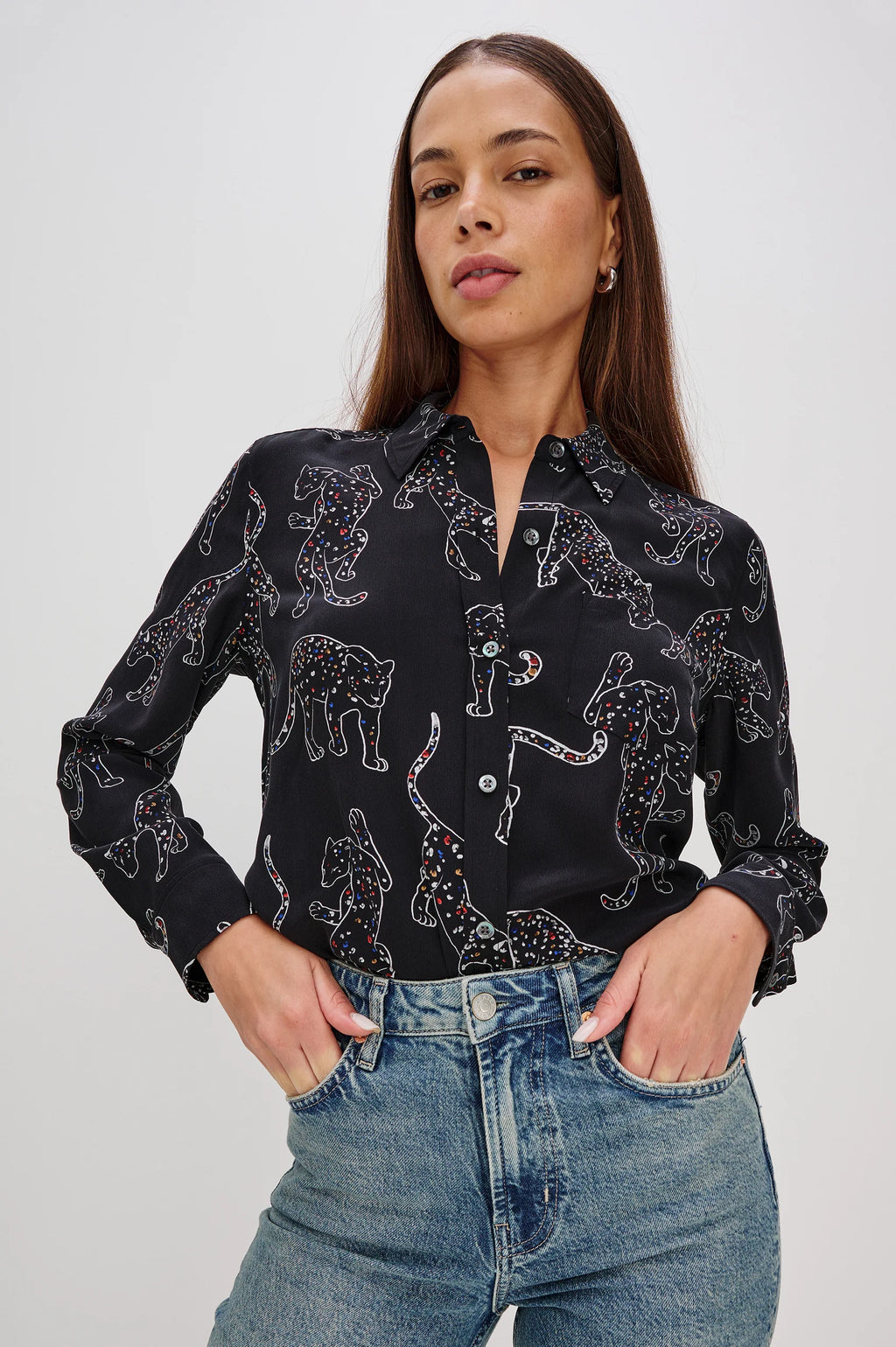 Kate Black Jaguars Silk Shirt