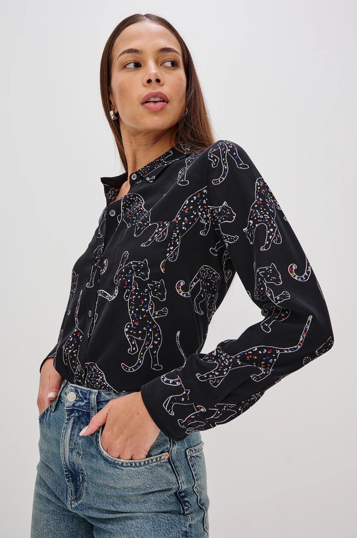 Kate Black Jaguars Silk Shirt