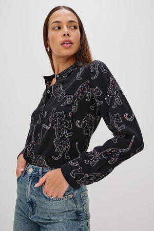 Kate Black Jaguars Silk Shirt