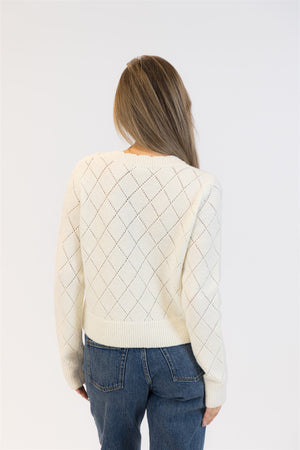 Lacey Eco White Cardigan w/ Roses
