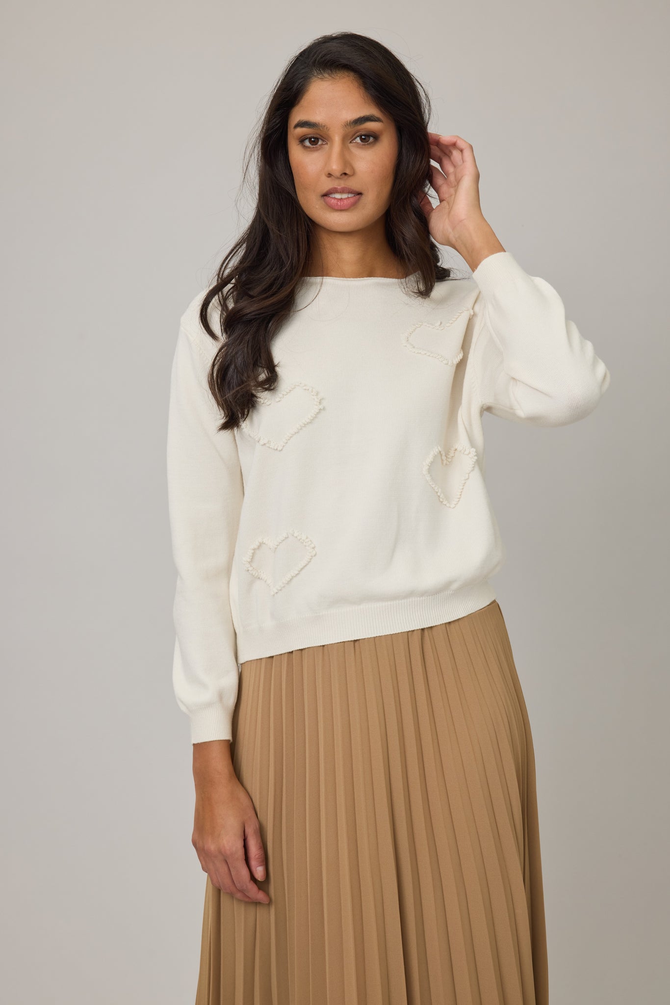 Heart Fringe Knit Sweater