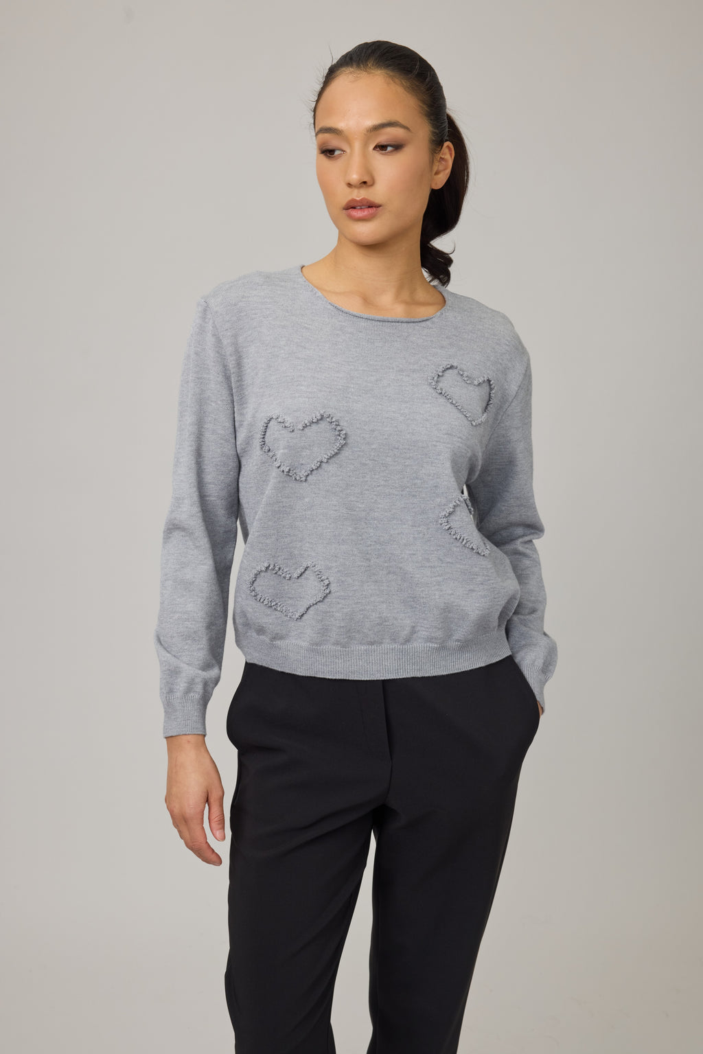 Heart Fringe Knit Sweater