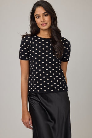 Polka Dotted Knit Short Sleeve