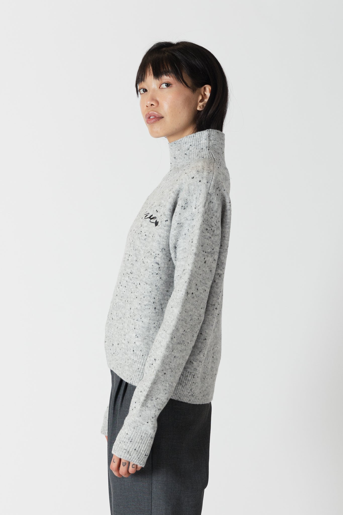 Macy Fleck Mockneck w/ Love Embroidery