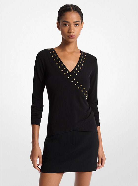 Astor Stud Matte Jersey Top