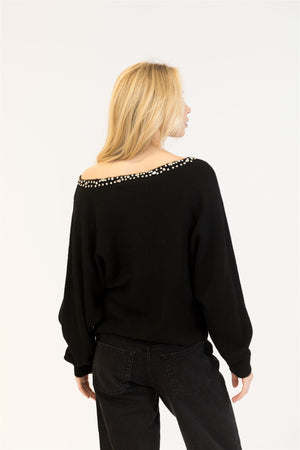 Nobu Crystal Boatneck Sweater