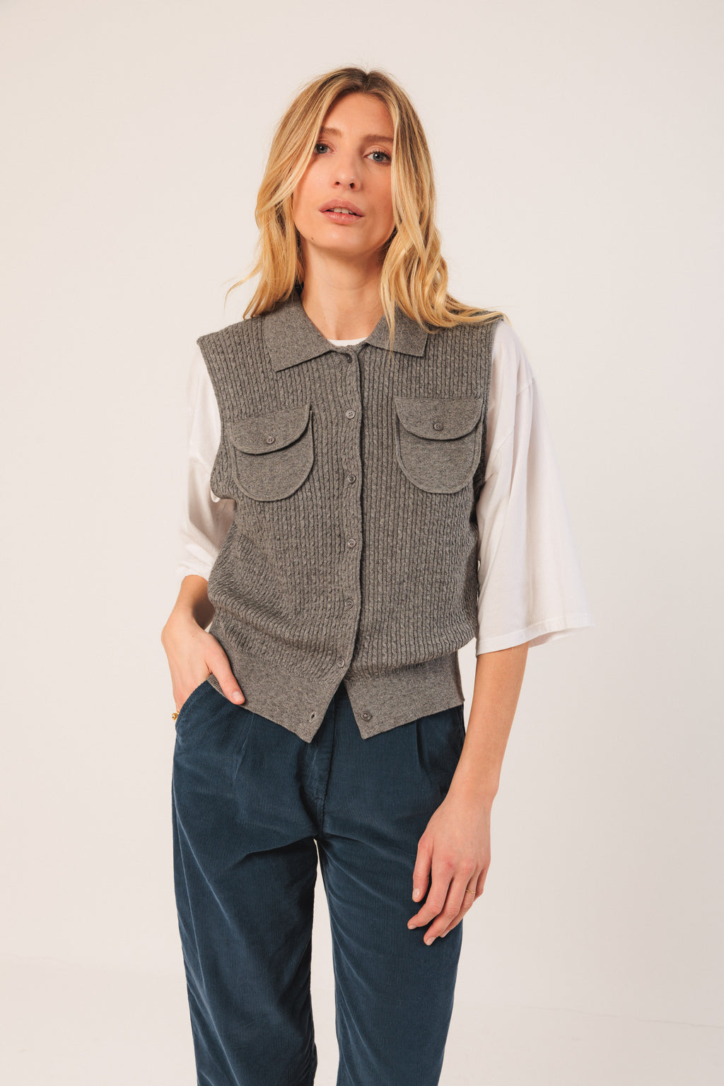 Cable-Knit Vest Top
