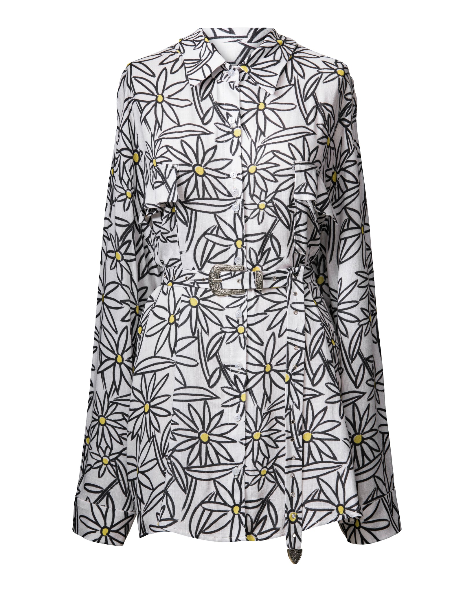 Belted Daisy Boyfriend Blouse