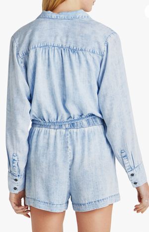 Dillon Chambray Crop Button Up Shirt