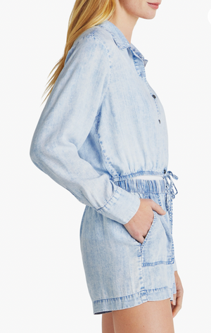 Dillon Chambray Crop Button Up Shirt